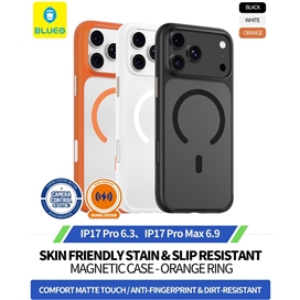 قاب بلو Blueo Skin Friendly Stain & Slip Resistant Magnetic Case-Orange Ring با مگ سیف مناسب برای Apple iPhone 17