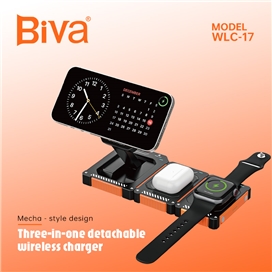 استند و شارژر وایرلس چند کاره مگ سیف بیوا Biva WLC-17 با قابلیت شارژ اپل واچ