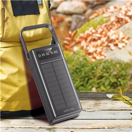 پاوربانک خورشیدی 30000 گرین لاین Green Lion Solar X GLPX49 GNSOL49PB30BK توان 22.5 وات و کابل متصل