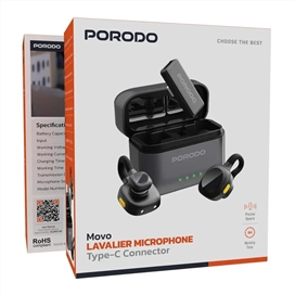 میکروفون یقه ای بیسیم پرودو Porodo Movo Lavalier Microphone Type-C PDLAMPHF76BK