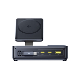 هاب شارژر 3 پورت و شارژر وایرلس بیسوس Baseus P10170901123 Nomos Qi2 CCNMS140 توان 140 وات