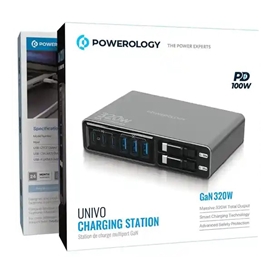 هاب شارژ 320 وات باکابل جمع شونده پاورولوژی Powerology Univo Charging Station PWCUQC049BK