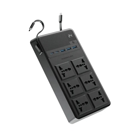 چندراهی برق 2500 وات به همراه کابل جمع شونده پاورولوژی Powerology 6AC Power Strip PWCUQC030